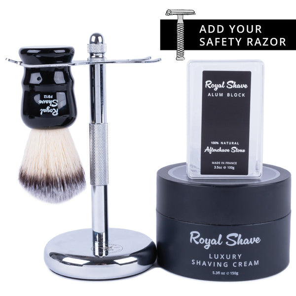 Royal Shave 4-Piece Add-On Safety Razor Accessory Set
