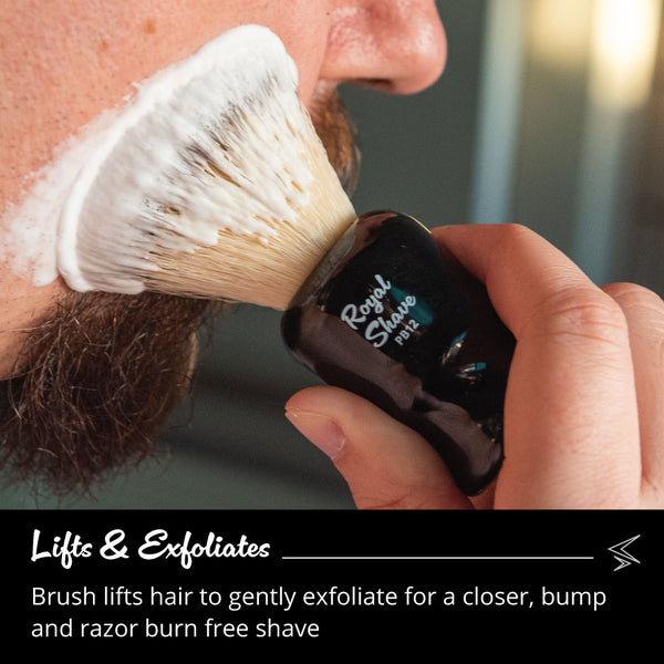 Royal Shave PB12 Vegan Synthetic Shaving Brush, Badger-Free Foluxe- Black Handle