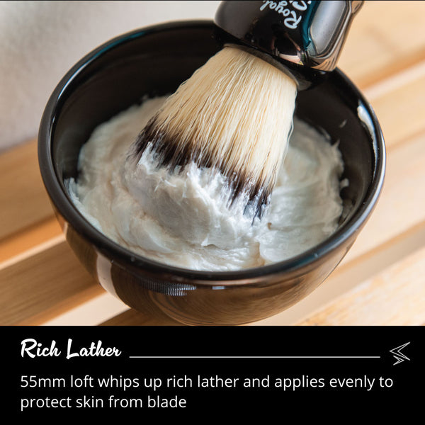 Royal Shave PB12 Vegan Synthetic Shaving Brush, Badger-Free Foluxe- Black Handle