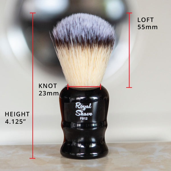 Royal Shave PB12 Vegan Synthetic Shaving Brush, Badger-Free Foluxe- Black Handle