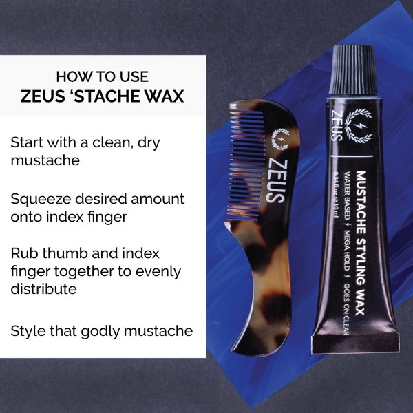 Zeus Mustache Styling Wax, Mega Hold, 10 ml