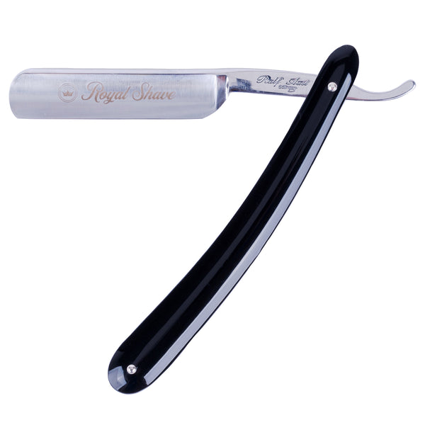 Royal Shave 5/8" Full Hollow Round Point Special Carbon Steel Straight Razor- Black Celluloid