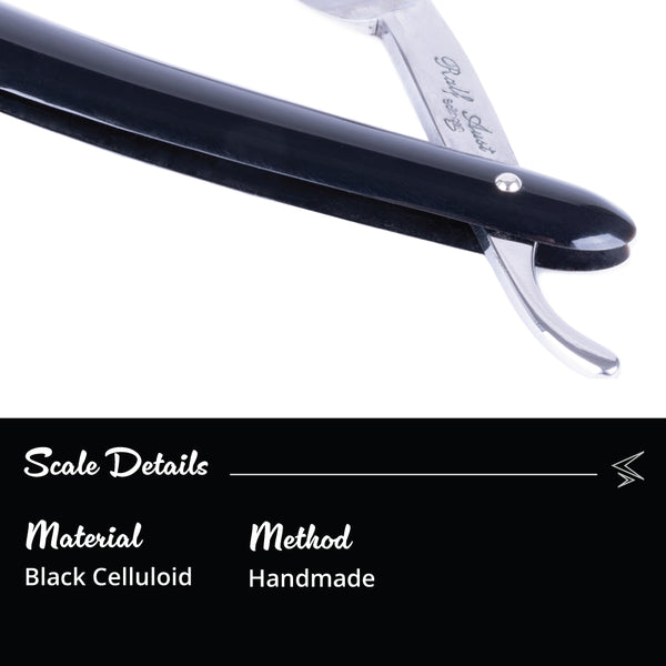 Royal Shave 6/8" Full Hollow Round Point Carbon Steel Straight Razor- Black Handle