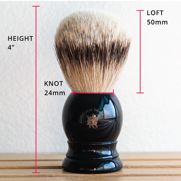 Royal Shave PB9 Silvertip Badger Shaving Brush, Black