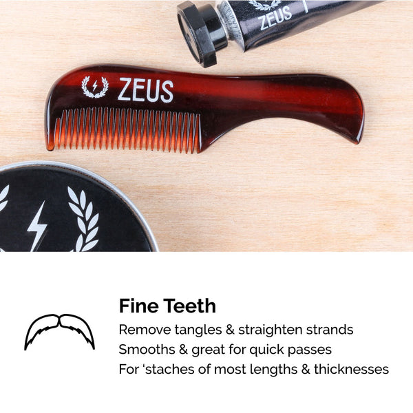 Zeus Handmade Saw-Cut Mustache Comb - B11