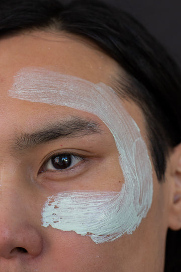 Man with Clay Mask Surrounding Left Eye
