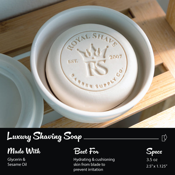 Royal Shave Shaving Soap with Ceramic Bowl and Lid, Lemon Sandalwood