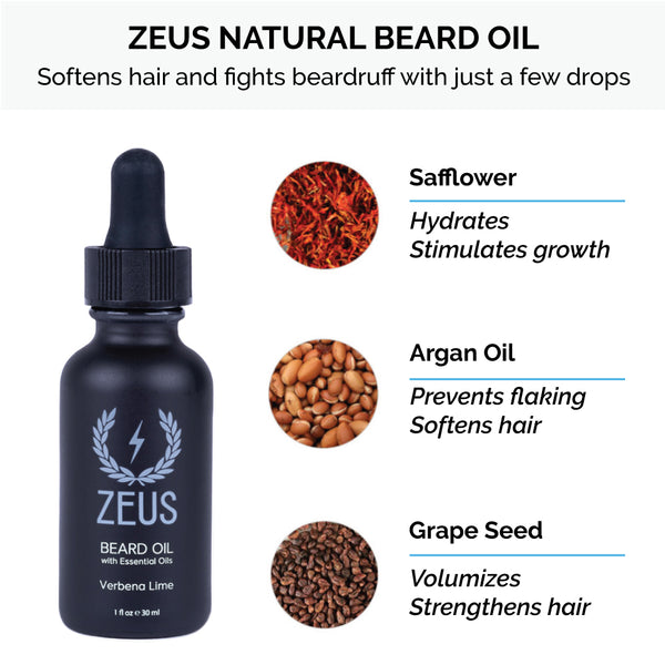 Zeus Deluxe Beard Care Kit, Natural Oil