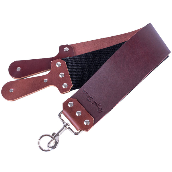 Royal Shave Red Latigo Leather Strop with Handle, 3"