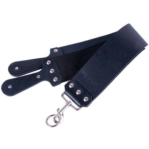 Royal Shave Black Latigo Leather Strop with Handle, 3"