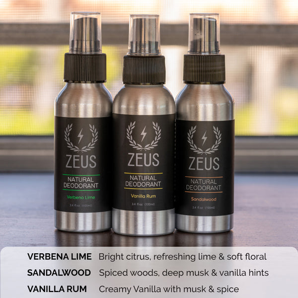 Zeus Natural Deodorant Spray, 3.4 fl oz