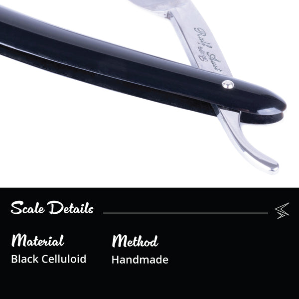 Royal Shave 5/8" Full Hollow Round Point Special Carbon Steel Straight Razor- Black Celluloid