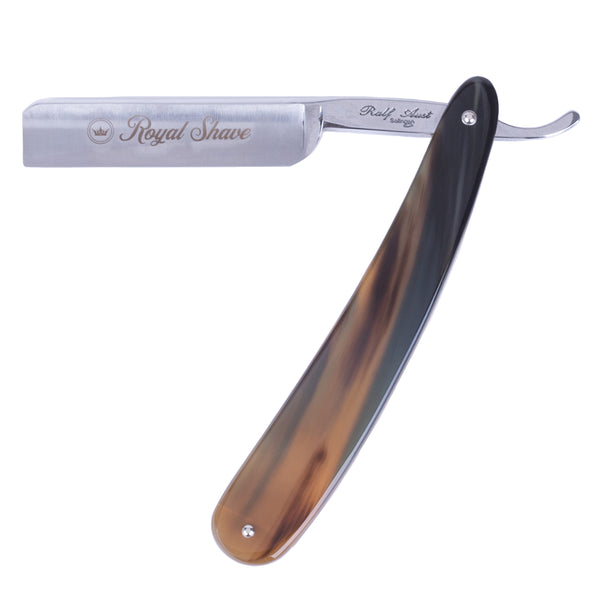 Royal Shave 5/8" Full Hollow Square Point Special Carbon Steel Straight Razor- Genuine Horn