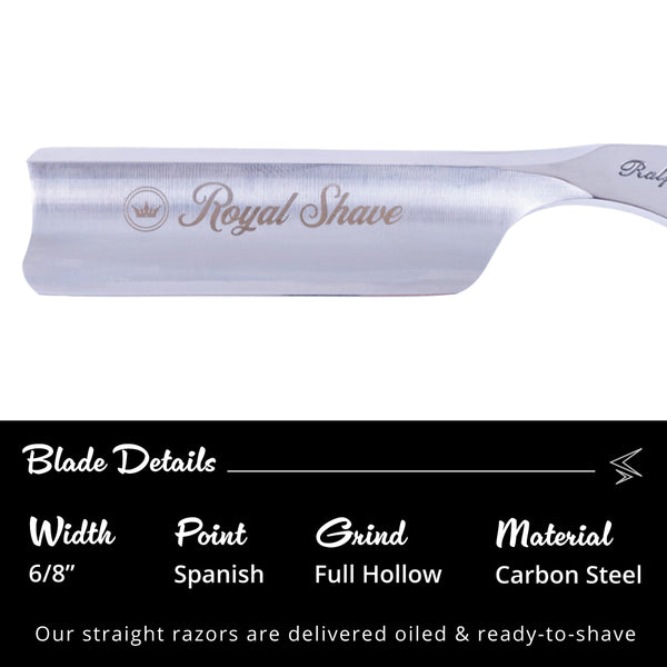 Royal Shave 6/8" Full Hollow Spanish Point Carbon Steel Straight Razor- Carbon Fiber