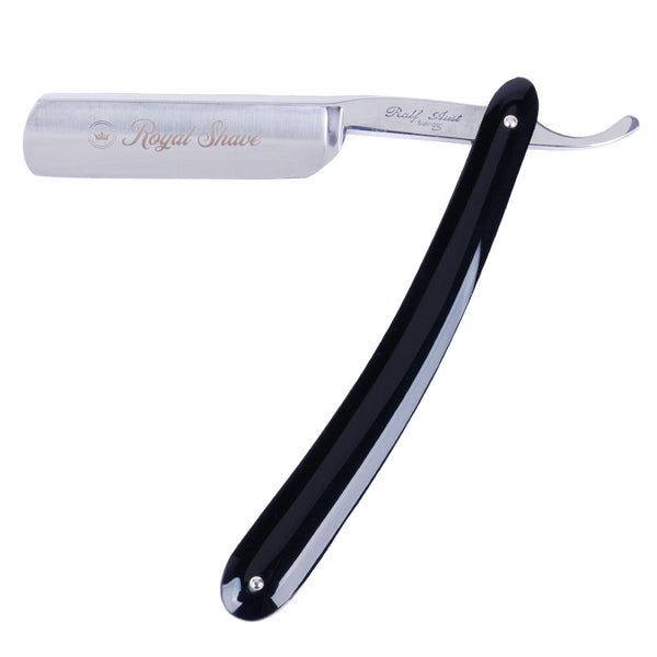 Royal Shave 6/8" Full Hollow Round Point Carbon Steel Straight Razor- Black Handle