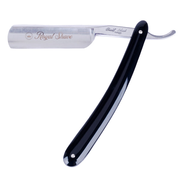 Royal Shave 6/8" Full Hollow Round Point Stainless Steel Straight Razor- Black Handle