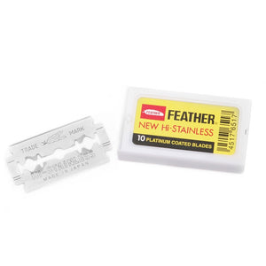 Feather New Hi-Stainless Platinum Coated Double Edge Blades, 10 Blades 