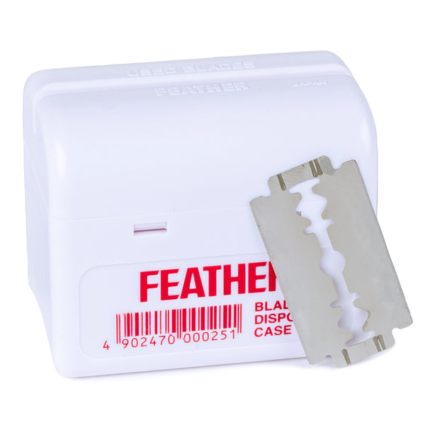 Feather Razor Blade Safe Disposal Case, White