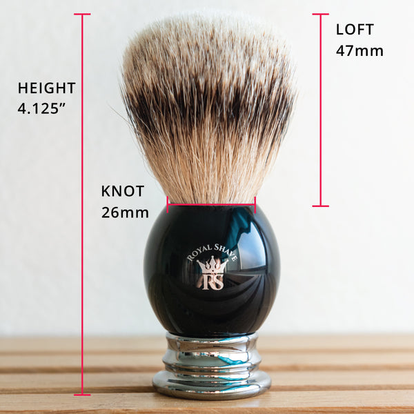 Royal Shave PB8 Silvertip Badger Shaving Brush, Black/Chrome