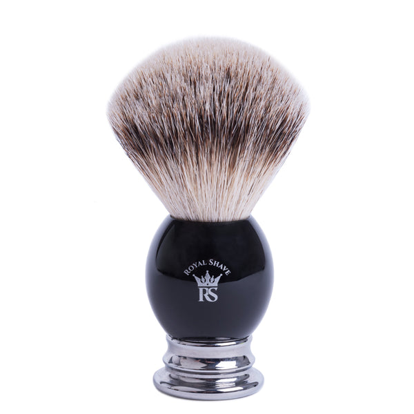 Royal Shave PB8 Silvertip Badger Shaving Brush, Black/Chrome