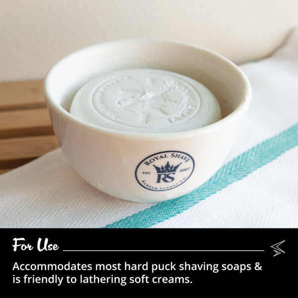 Royal Shave Ceramic Textured Shaving Bowl, White