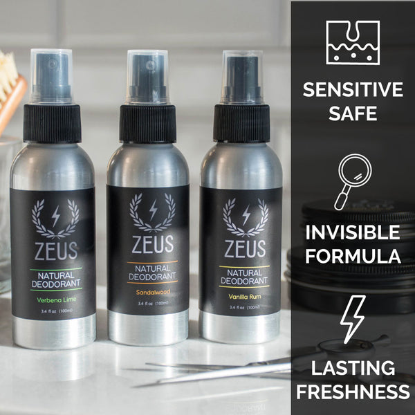 Zeus Natural Deodorant Spray, 3.4 fl oz