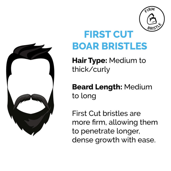 Zeus Handled Mustache & Beard Brush, 100% Boar Bristle, Firm - J91