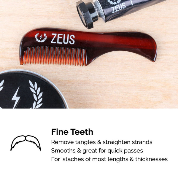 Zeus Handmade Saw-Cut Mustache Comb - B11